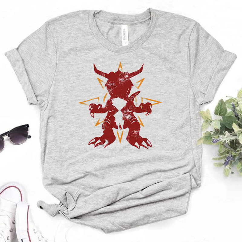 Camiseta feminina Digimon Graphic, Manga Streetwear Tee, Designer de Roupas para Meninas, Anos 2000