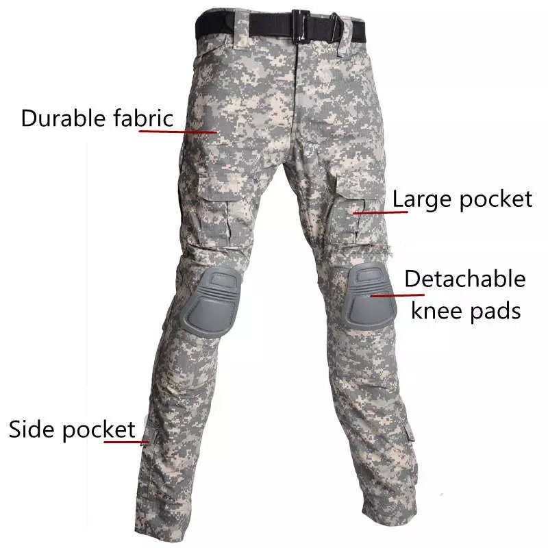 Outdoor Uniform Tactical Shirts Waterproof Clothing Tops Multicam Camouflage Hunting Suits Pants+ Pads Breathable T-Shirt