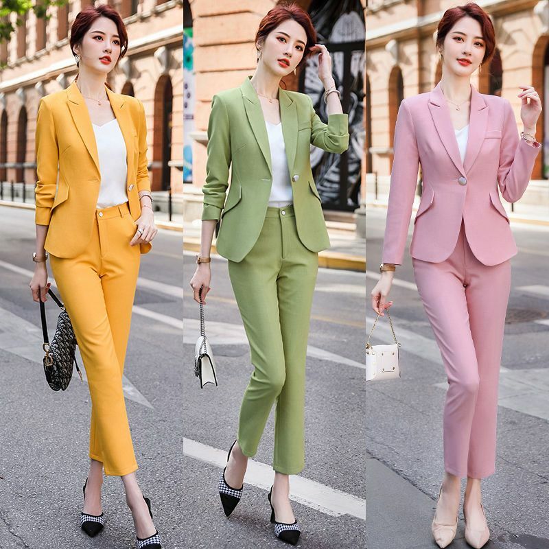 Terno feminino outono e inverno 2022 moda coreana temperamento terno profissional definir idade reduzindo elegante feminino terno de duas peças