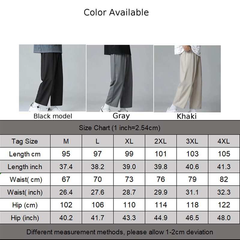 Celana panjang lurus pria, pakaian jalanan agak elastis warna polos Korea Hip Hop kasual modis