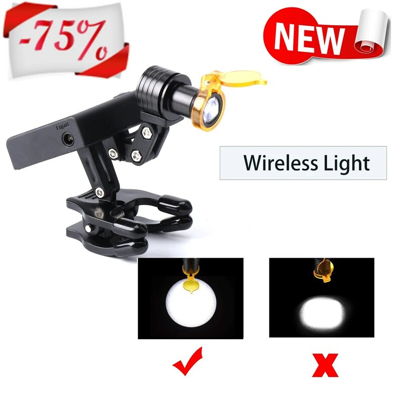 5W Wireless Headlight Headlamp Portable For Dental Loupes Lab Medical Magnifiers With Glasses Clip Yellow Filter