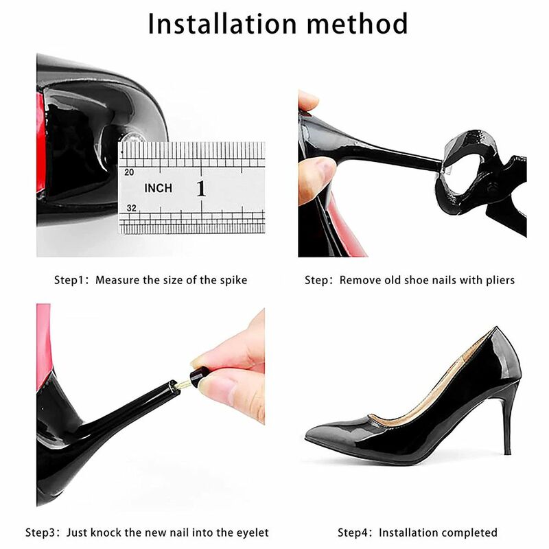 10pcs Black Women Shoes High Heel Repair Tips Pins Heel Stoppers Protect Dowel Lifts Replacement For High Heel Tips Taps