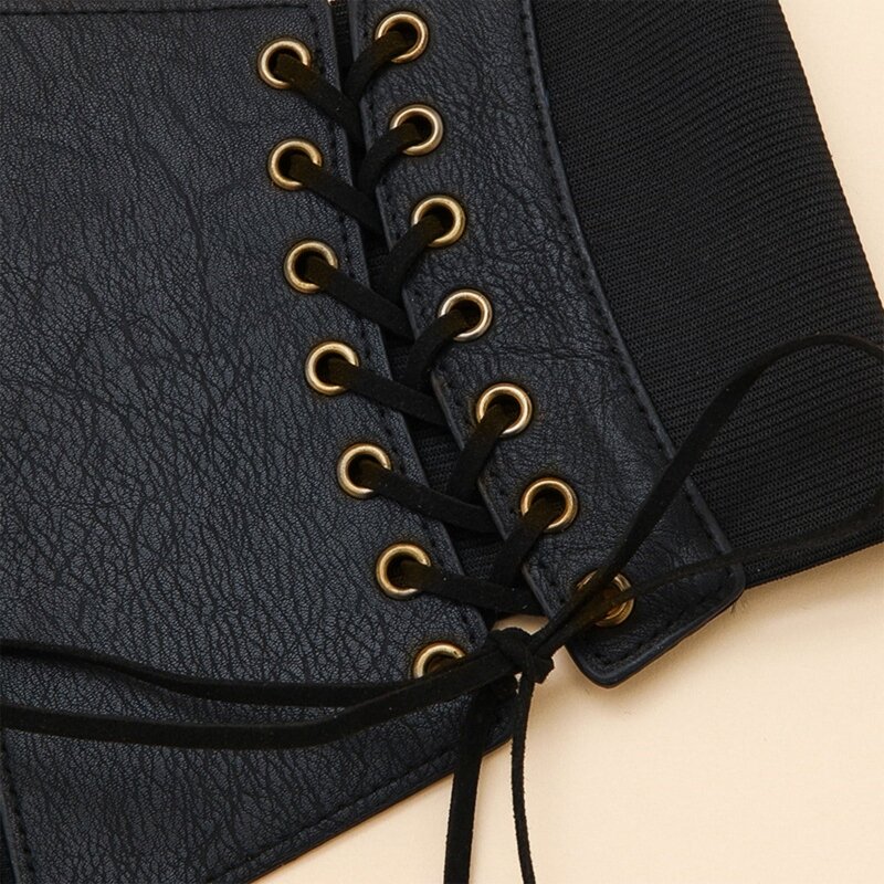 Corset Wide Faux Leather Cummerbunds Strap Belts for Women Elastic Tight High Waist Slimming Body Shaping Girdle Belt