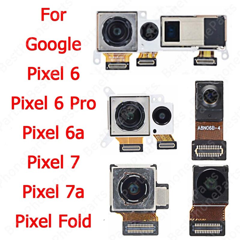 وحدة الكاميرا الأمامية والخلفية ، قطع غيار ، جوجل بيكسل 6 برو ، 6a ، 7 ، 7a صورة سيلفي مطوية ، عرض خلفي كبير