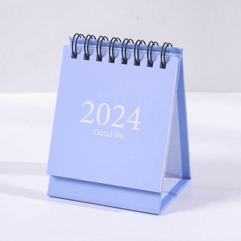 Mini Calendario de escritorio con tapa de pie, 2024, planificación de la organización del horario diario