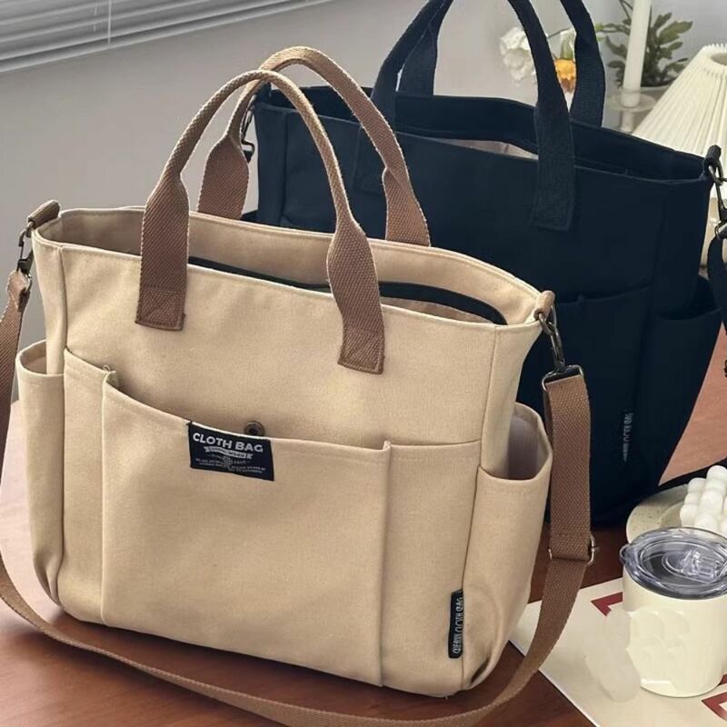 Tote Bag in tela multitasche nuova borsa per la spesa da donna alla moda di grande capacità borse a tracolla Casual riutilizzabili