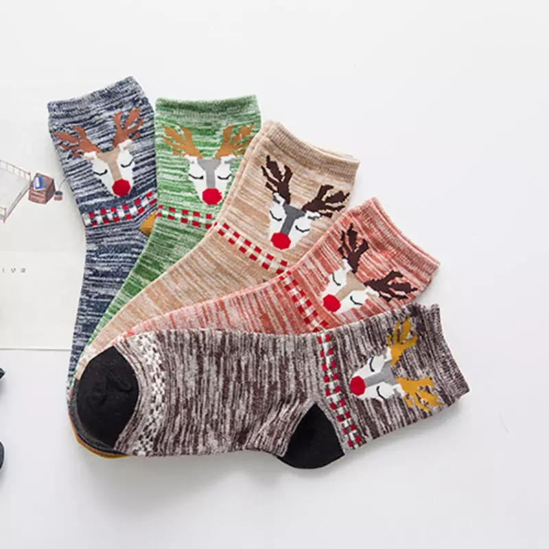 Calcetines bonitos con estampado de animales para mujer, medias de algodón Harajuku, coloridos, geniales, a la moda, de navidad, novedad de 2024