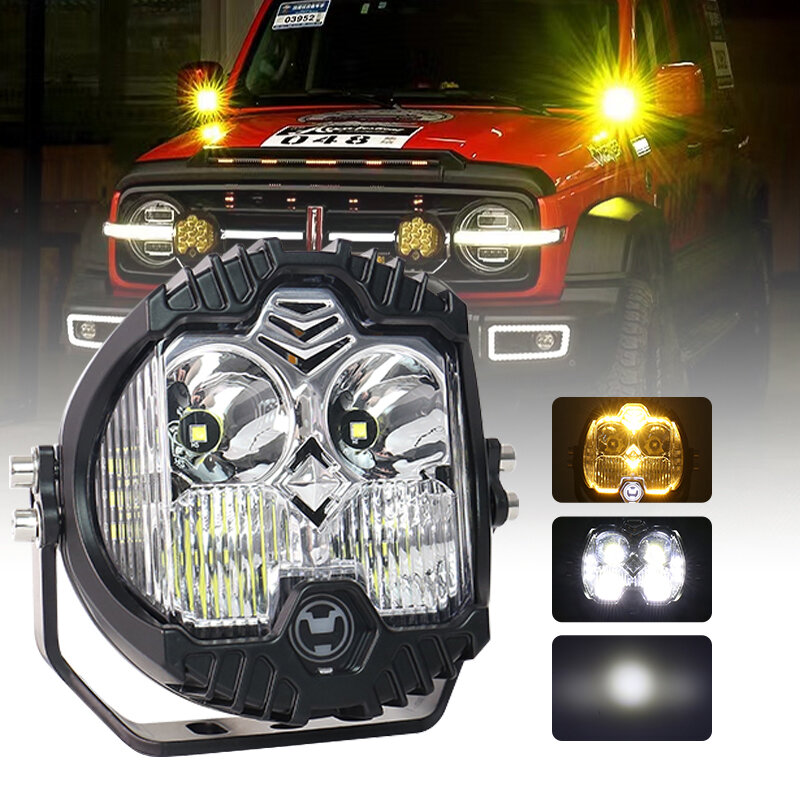 ไฟหน้ารถ LED 5นิ้ว50W 5000LM DRL Hi/Lo LED ทำงาน4LEDS สำหรับ Niva Lada offroad 4X4 UAZ Wrangler Jeep JK รถจักรยานยนต์