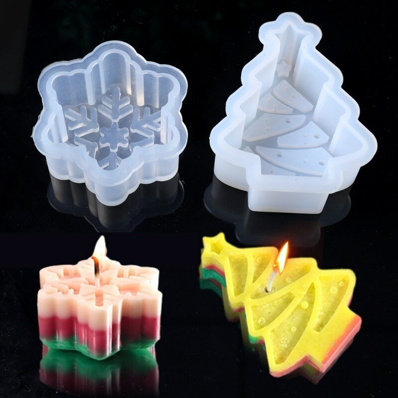 Snowflakes Silicone Mold Household DIY Christmas Tree Candle Making Chocolate Soap Resin Molds Home Jewelry Making Equipments