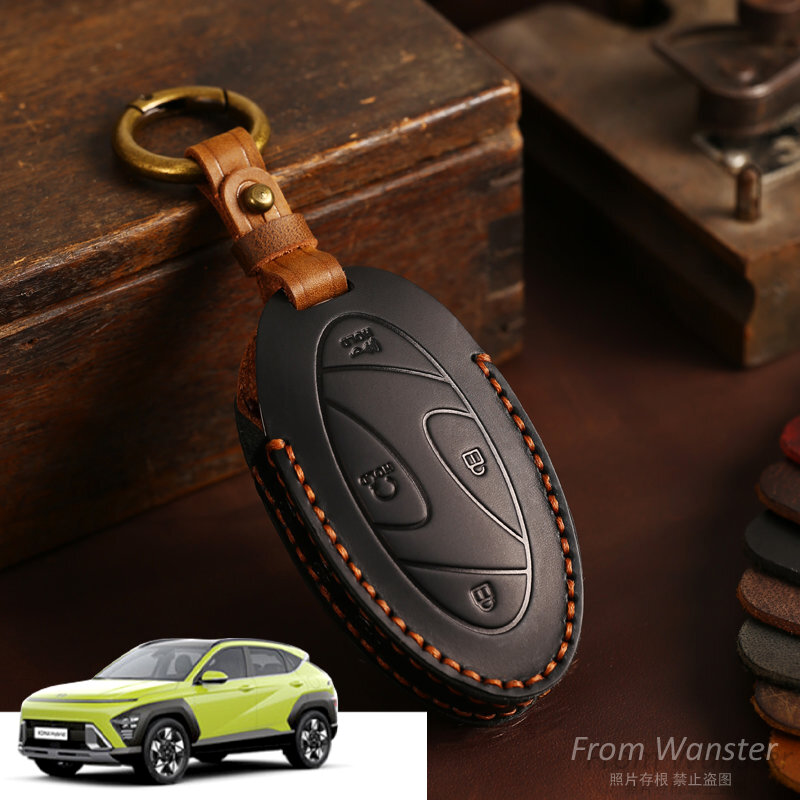Grandeur-Étui à clés de voiture en cuir GN7, accessoires pour Hyundai KONA Ionic 6, coque de protection pour clé à distance, 2023, 2023