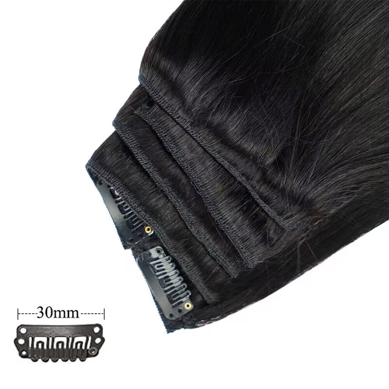 Doreen-extensiones de cabello humano de doble estiramiento para mujer, Clip Natural de 16 pulgadas, 40cm, extremos gruesos, 120g, 7 unidades