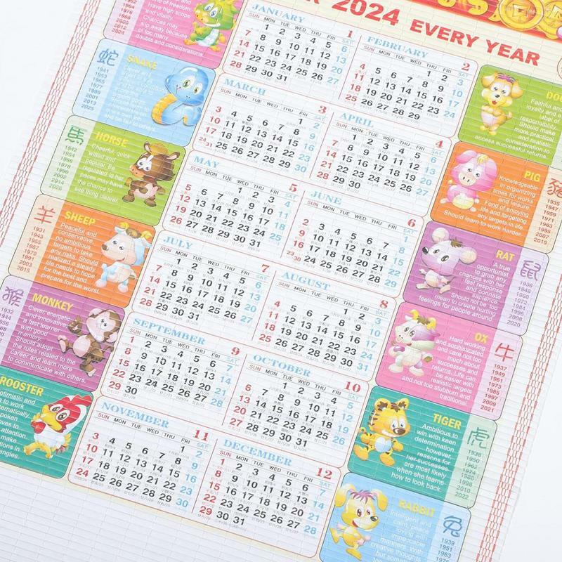 2024 chiński nowy rok kalendarzowy rok kalendarzowy smoka chiński kalendarz ścienny zwój do szkoły w domu powodzenia dobrobyt