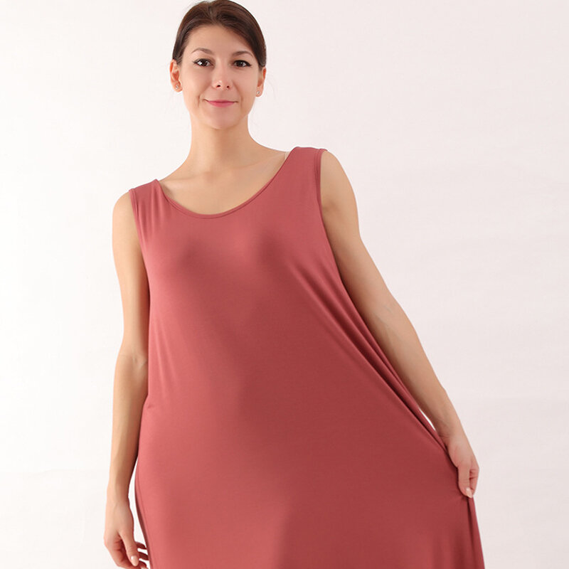 2024 Summer Modal Sleepwear Sexy Sleeveless Long Home Dress Nightgown Lingeries for Woman Spaghetti Strap Nightdress Loungewear