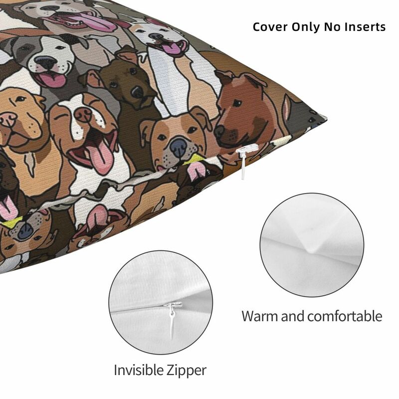 Pitbull Dog Pattern All The Mutts Square Pillowcase Pillow Cover Polyester Cushion Decor Comfort Throw Pillow for Home Sofa