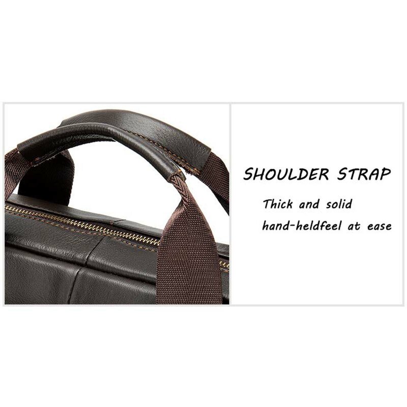 Men's Horizontal Zipper Leather Handbag Adjustables Strap Large Capacity Bag For Working Office