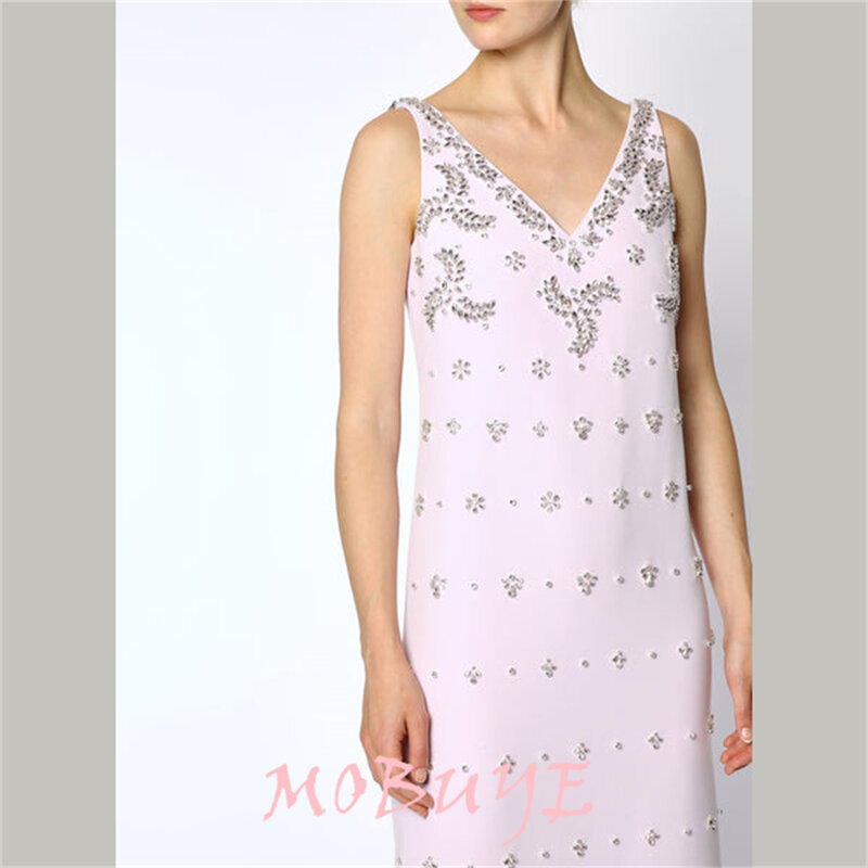 MOBUYE 2024 popularny dekolt w szpic sukienka na studniówkę do kostek z krótkimi rękawami wieczorowa modna elegancka sukienka imprezowa dla kobiet