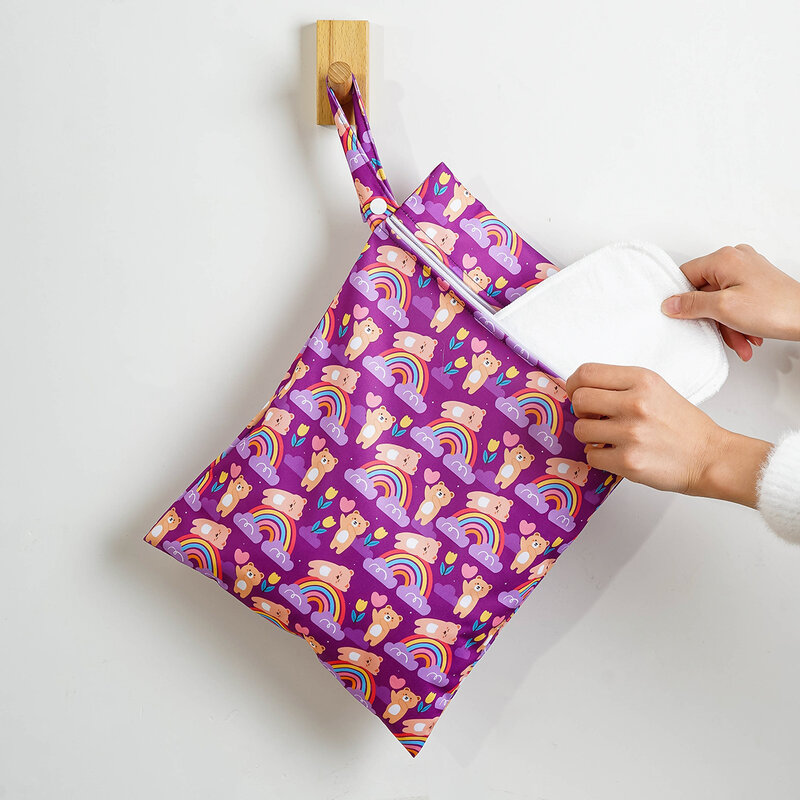 Elinfant-Bolsa de almacenamiento impermeable para pañales, bolsa para mamá, con estampado de animales y arcoíris, 2 piezas