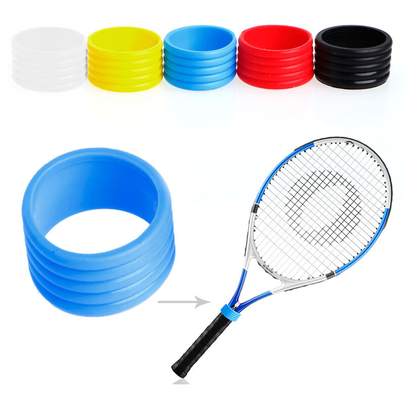 Dropship Tennis Racket Handle Rubber Ring Stretchy Tennis Racquet Band Overgrips, Yellow/ Red/ Blue/ Pink/ Black Colors Optional