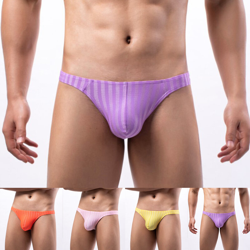Sexy Men Briefs Low Rise Solid Pouch Thong Ultra-thin Mesh Sheer Panties T-back Breathable Underwear Swim Short Lingerie