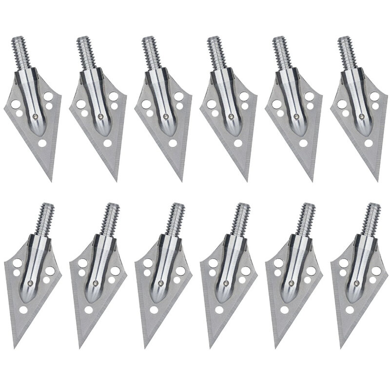 12 Pcs/Box 6.2mm 304 Stainless Steels Replaceable Broadhead Sharp Arrow Head Tips for Crossbow Bolts