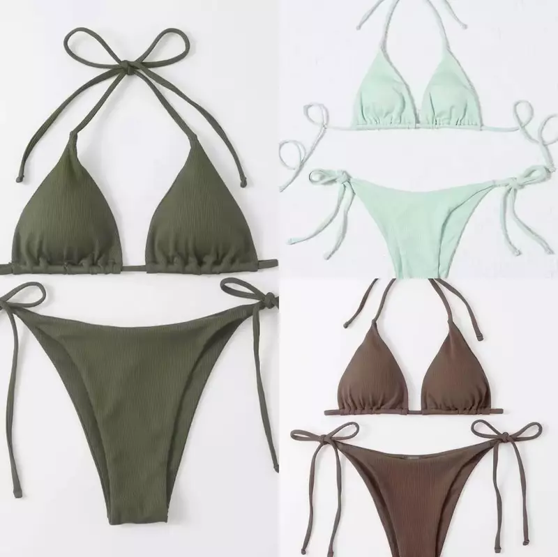2023 nowa moda damska seksowna trzypunktowy dwuczęściowe stroje kąpielowe wygodne i oddychające Bikini poliestrowe