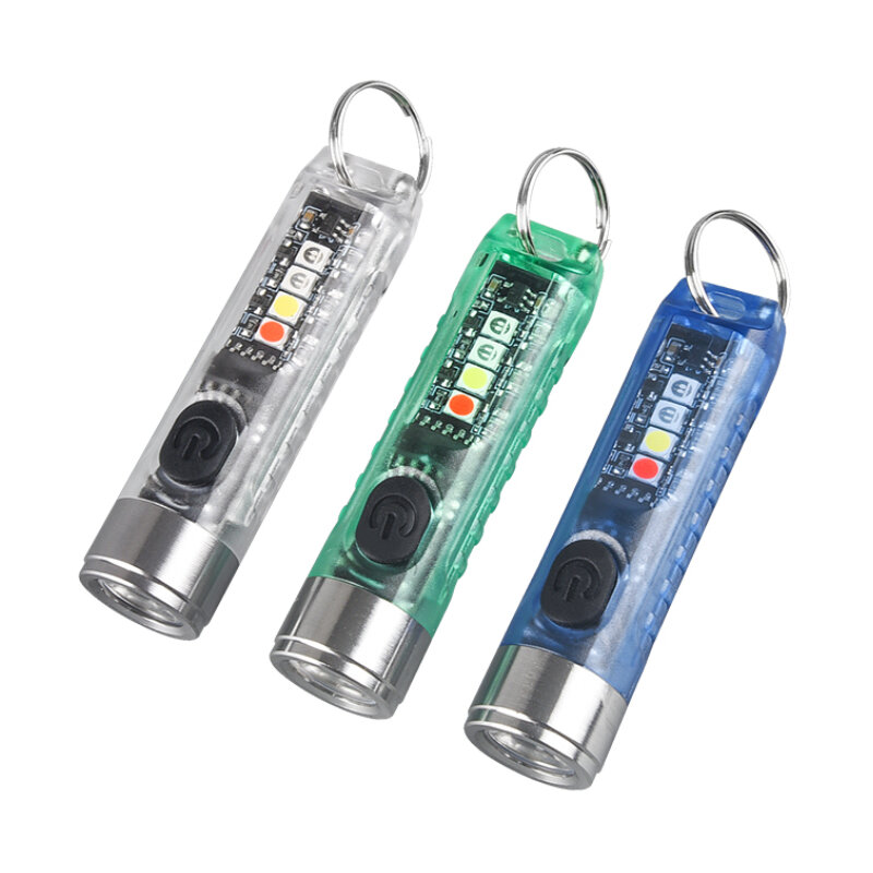 Senter Mini LED multifungsi tahan air, gantungan kunci senter portabel kuat tahan air untuk berkemah darurat