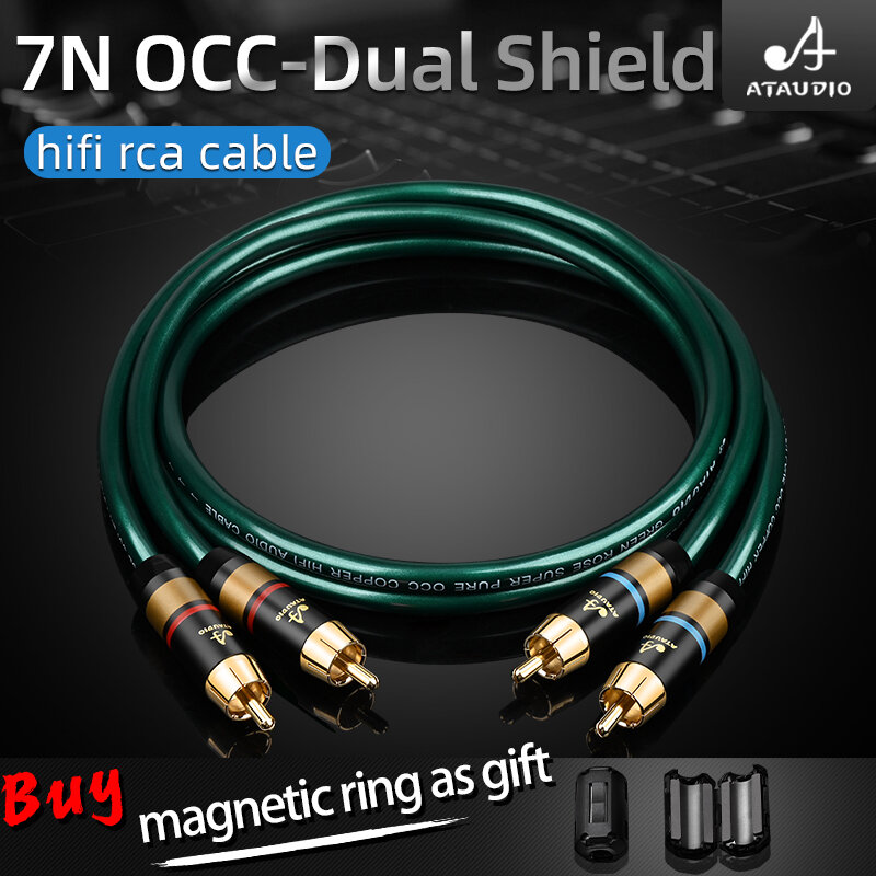 Câble de connexion hi-fi rca à noyau nerf OCC, double blindage 2RCA vers 2RCA, câble de signal audio pour amplificateur DAC TV