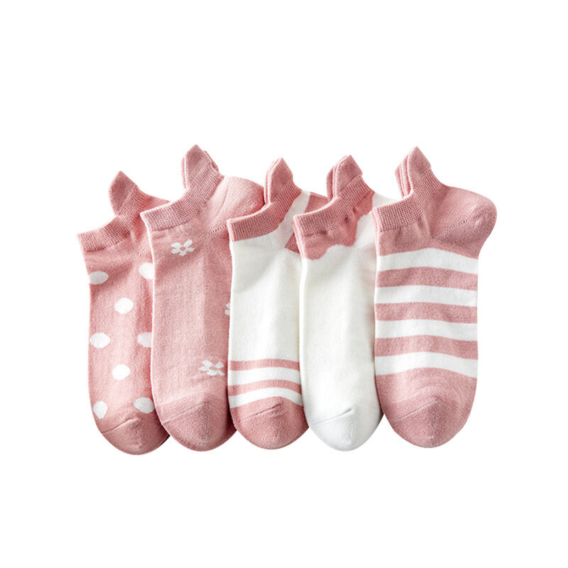 Cute Stripe Print Socks para mulheres, tubo baixo, macio, respirável, boca rasa, barco, curto, legal, moda, primavera, verão, 10 pares
