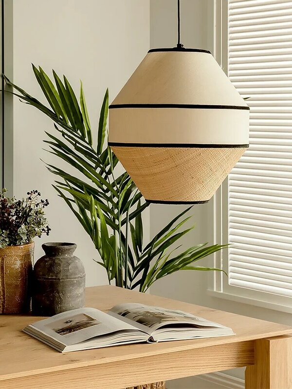 Wabi Sabi-lámpara colgante de ratán hecha a mano, luz colgante para cocina, comedor, oficina, Hotel, apartamento