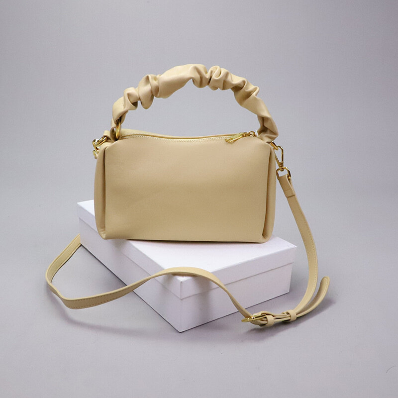 女性のための柔らかい革のハンドバッグ,カジュアルなスタイルの生地で作られた女性のショルダーバッグ,高品質の生地