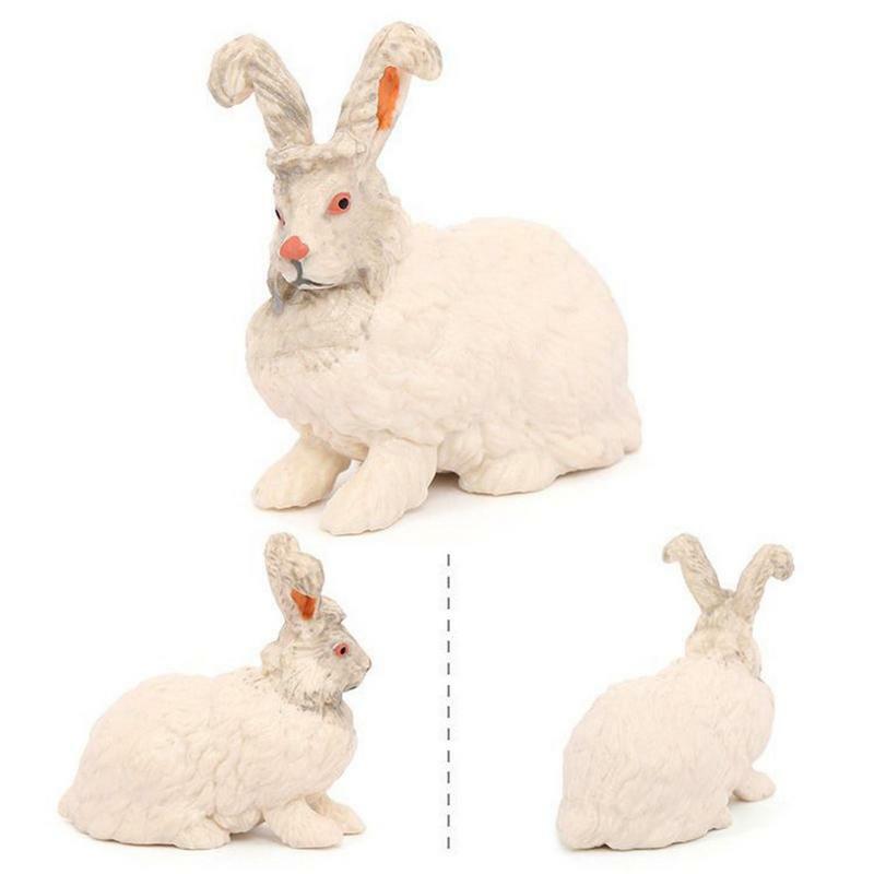 Mini estatuilla de Pascua 3D realista, conejo de juguete, simulación de conejo, figura de acción, modelo de Animal de granja, decoración del hogar, juguete para niños