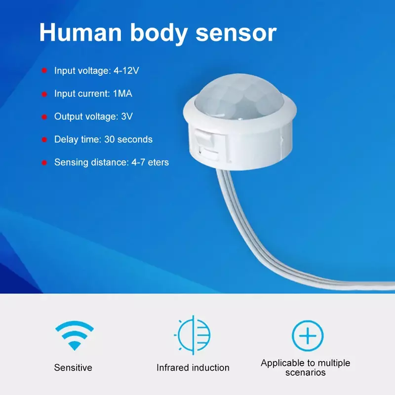 Infrared Motion Automatic Light Sensor IR Detector Switch DC 4-12V Motion Sensor Human Body Induction Power Supply 4-7M Switch