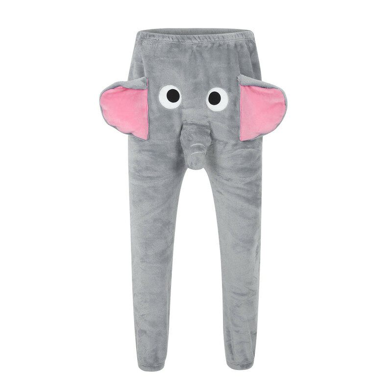 Męska spodnie od piżamy flanelowa zabawna słoń nowość spodnie humorystyczna bielizna prezent dla mężczyzn słoń dziwne spodnie od piżamy