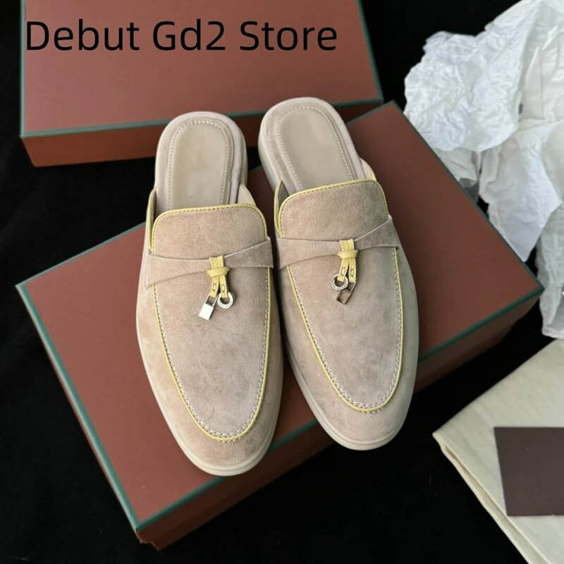 Top Quality 2024 New Lefu Shoes Italian Luxury Women's Summer Flat Shoes Fashion Casual Slippers Comfortable Commuter Shoes