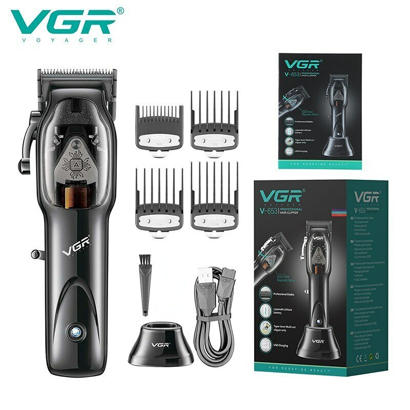 VgazHair-Tondeuse à cheveux professionnelle sans fil pour hommes, machine à couper les cheveux, tondeuse électrique de barbier, coupe de cheveux, V 653