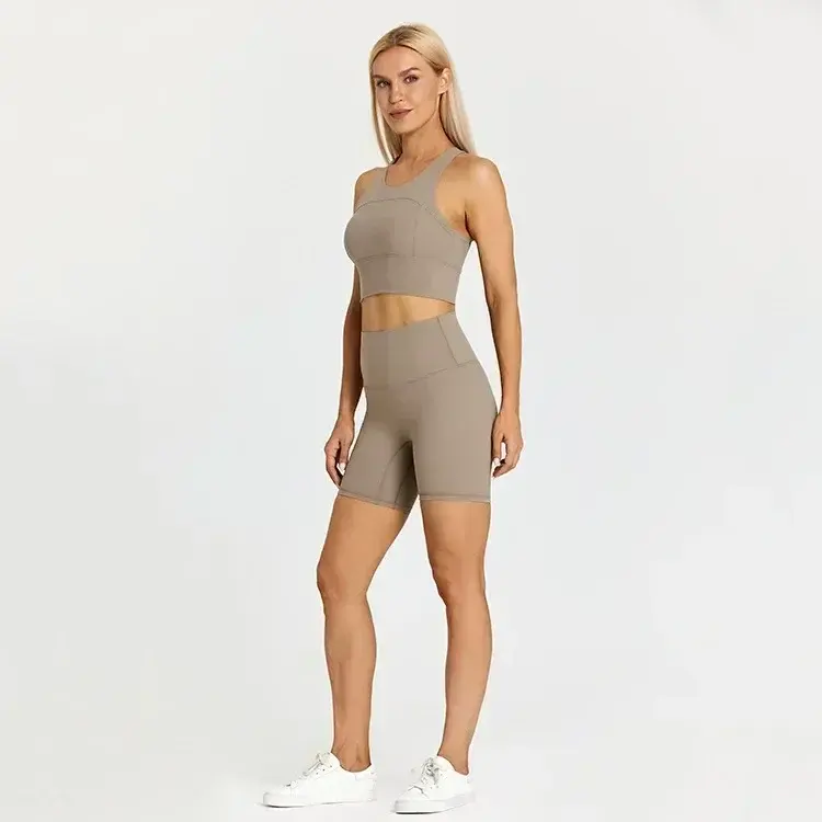 Lemon-conjunto deportivo de 2 piezas para mujer, pantalón corto de 5 "para ejercicio, correr, Fitness, cintura trasera, gimnasio