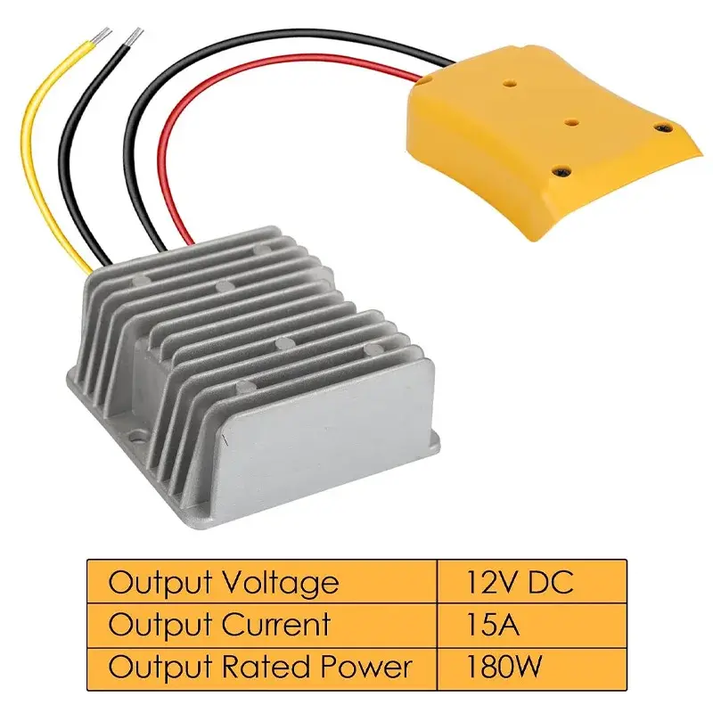 Step Down DC Voltage Converter for Dewalt 18V 20V To 12V Battery Dock Power 180W Inverter, DIY Adapter Buck Regulator