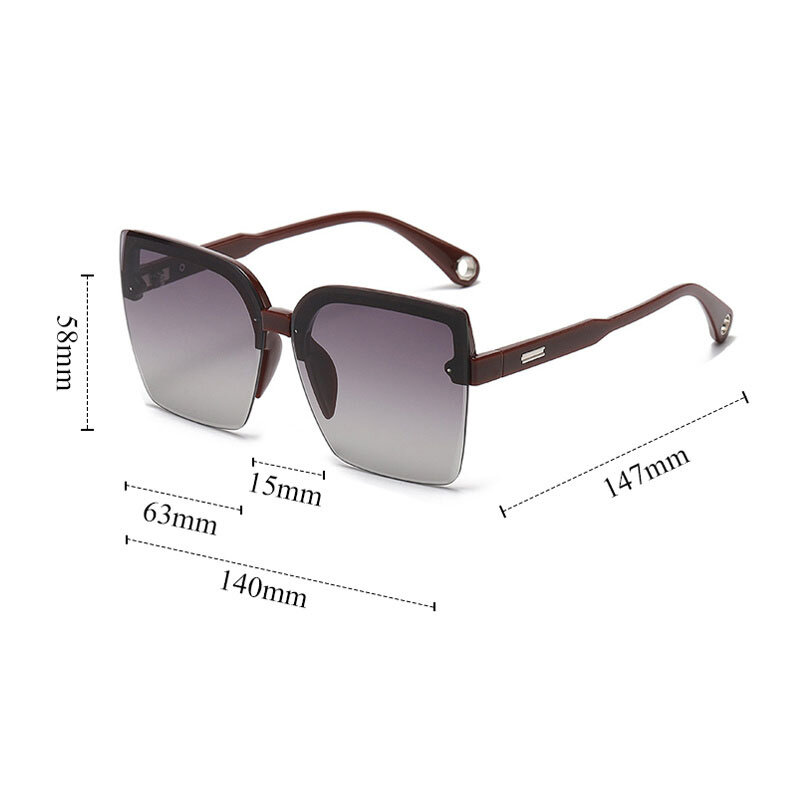 Gafas de sol cuadradas Vintage para hombre y mujer, lentes de sol de gran tamaño, sin montura, diseño de marca, UV400