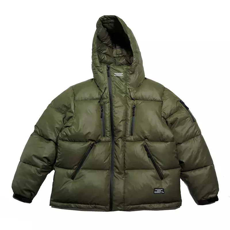 Abrigo de plumón grueso para hombre, chaqueta cálida a prueba de viento, Color sólido, básico, suelto, moda coreana, con capucha, Otoño e Invierno