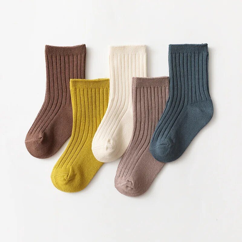 Детские носки От 0 до 8 лет 5 пар, Новинка весна-осень 2023, носки для мальчиков и девочек, носки для новорожденных с двойными иглами