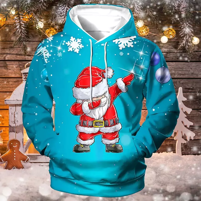 2023 3D Fashion cetak Unisex natal Sweater lucu Xmas Pullover Hoodie Sweatshirt Pria Wanita musim gugur musim dingin ukuran besar pakaian