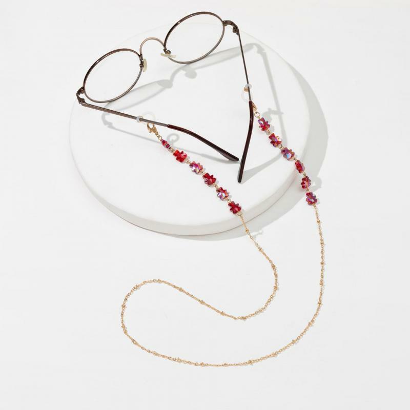 Fashion Cartoon Style łańcuszek do okularów akrylowy kryształ zroszony łańcuszek do okularów do anty-spadającego słońca łańcuszek do okularów akcesoria do biżuterii