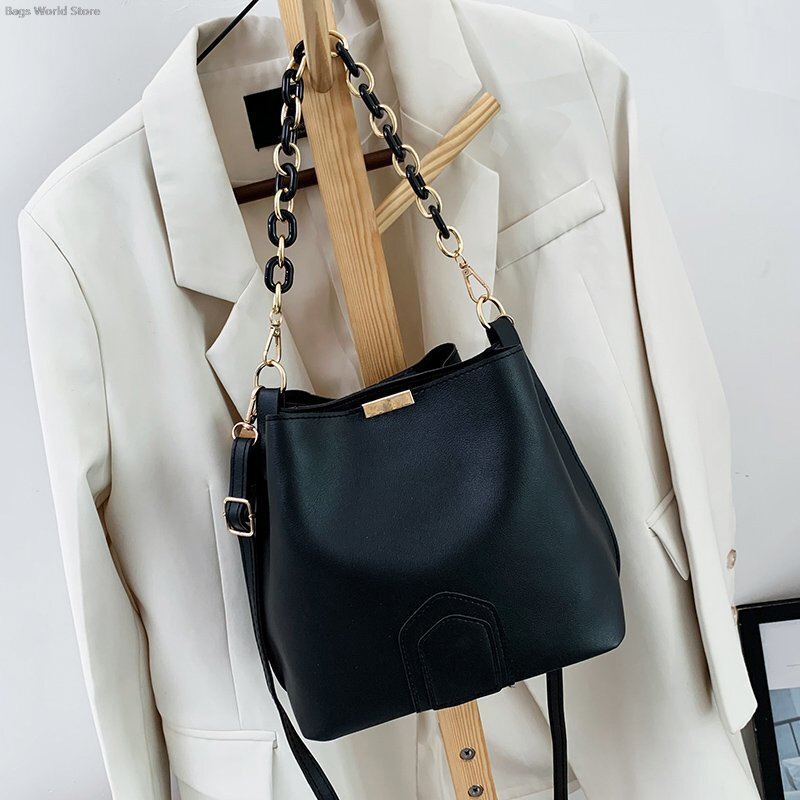 Новая модная Универсальная женская сумка-мешок на одно плечо с акриловой цепочкой
