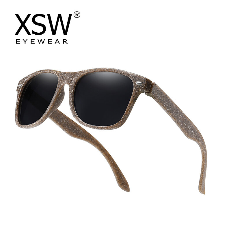 XSW ไม้แว่นตากันแดดผู้ชาย Polarized UV400กาแฟวัสดุไม้ Sun แว่นตาสีฟ้าเลนส์สีเขียว Handmade แฟชั่นแบรนด์ Cool