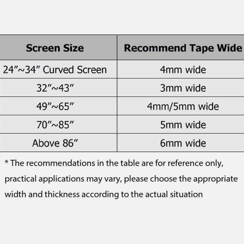10m 3mm 3,5mm 4mm 5mm 6mm doppelseitiges Klebeband Klebeband LCD-Bildschirm rahmen los für TV randlos gebogene Display-Dichtung