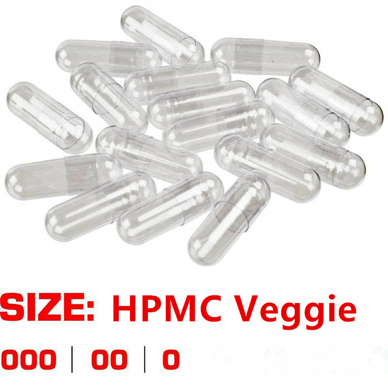 Cápsula de píldora vacía HPMC, cápsula vegana con huecos unidos, con certificado Kosher Halal, tamaño piezas 00, 1000