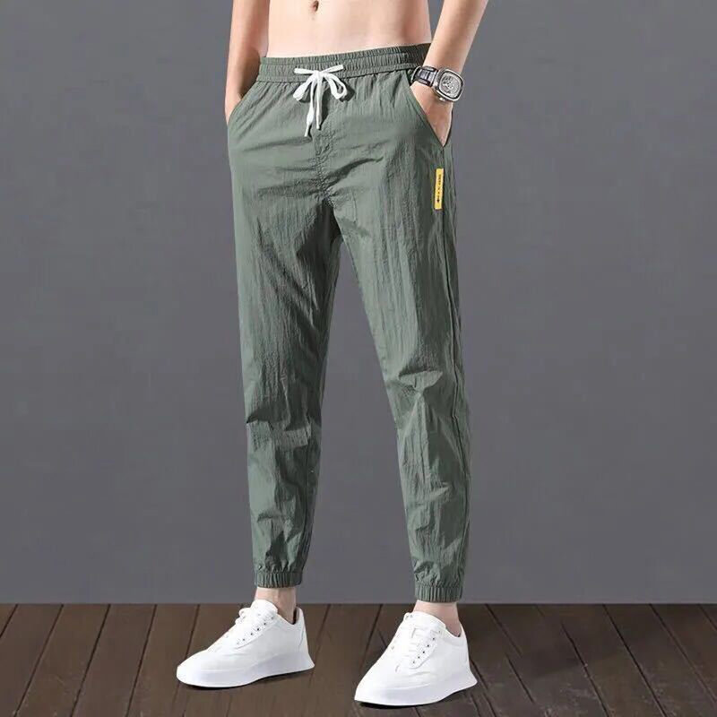 Trousers Men Pants Daily Leisure Loose Solid Color Spring Straight Sweat Thin Suits Casual Elastic Comfortable