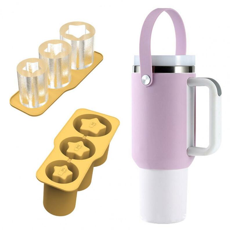 Reusable Ice Cube Mold with Lid Silicone Ice Cube Tray with Lid for 20-40 Oz Tumblers Unique Hollow Cylinder Ice for Cocktails