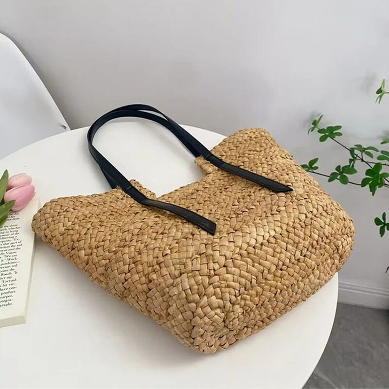 Large Woven Straw Bag Bohemian Basket Bags for Woman Shoulder Bag Handmade Rattan Beach Bags Designer Handbags Shopper Tote 2024