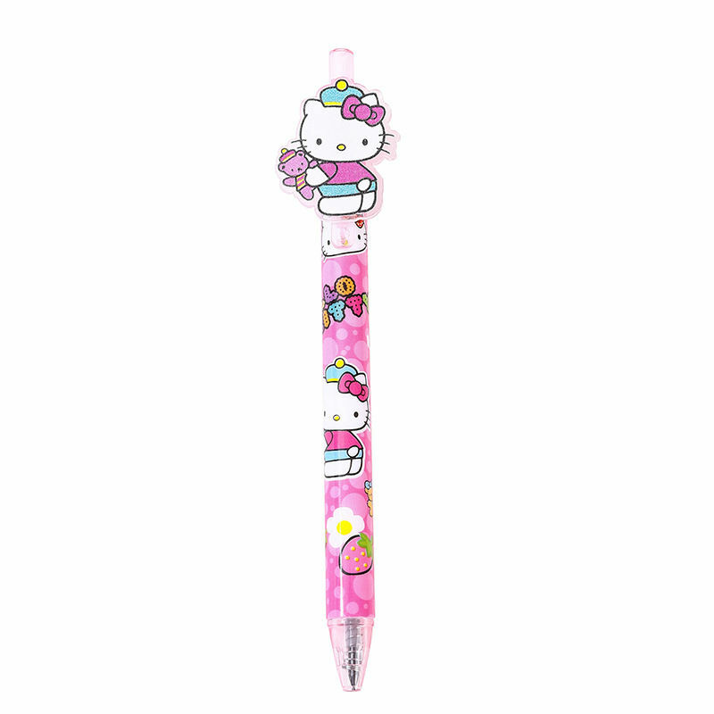 Bolígrafo de gel con parche de Hello kitty de dibujos animados, bolígrafo negro de secado rápido de alto valor, papelería especial para estudiantes y niñas